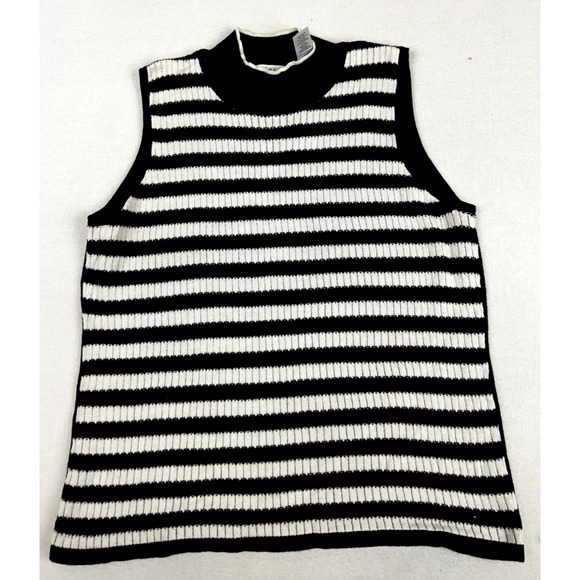 Vtg Villager Sleeveless‎ Blouse Stretchy Ribbed 90s Y2K Mock Neck XL Preppy Y2k - Picture 1 of 13